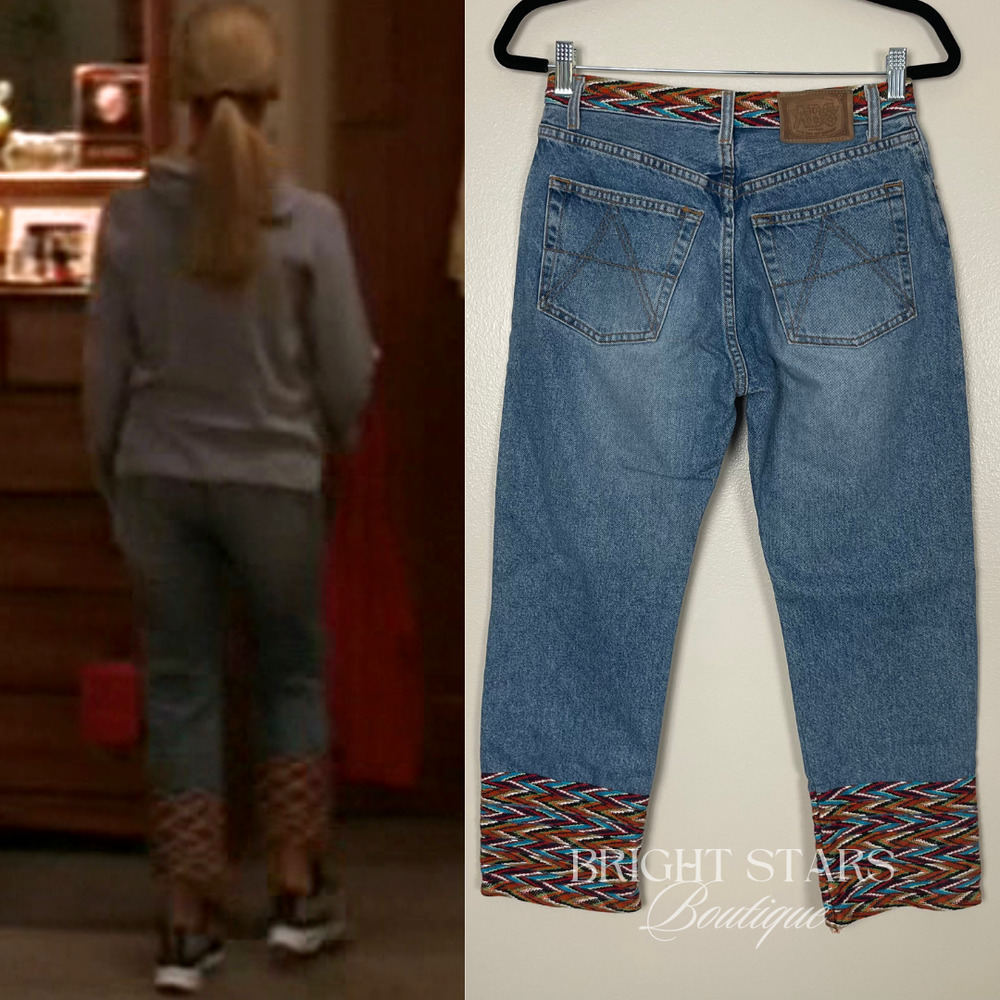 Rare Multicolor Trim Cropped Jeans ASO Buffy Summers BtVS High Rise Vintage - Picture 2 of 7